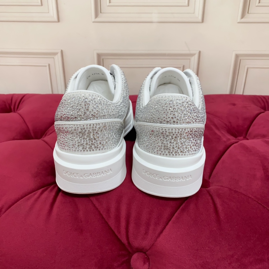 Dolce & Gabbana Crystal-embellished Leather Sneakers - PerfectKickZ
