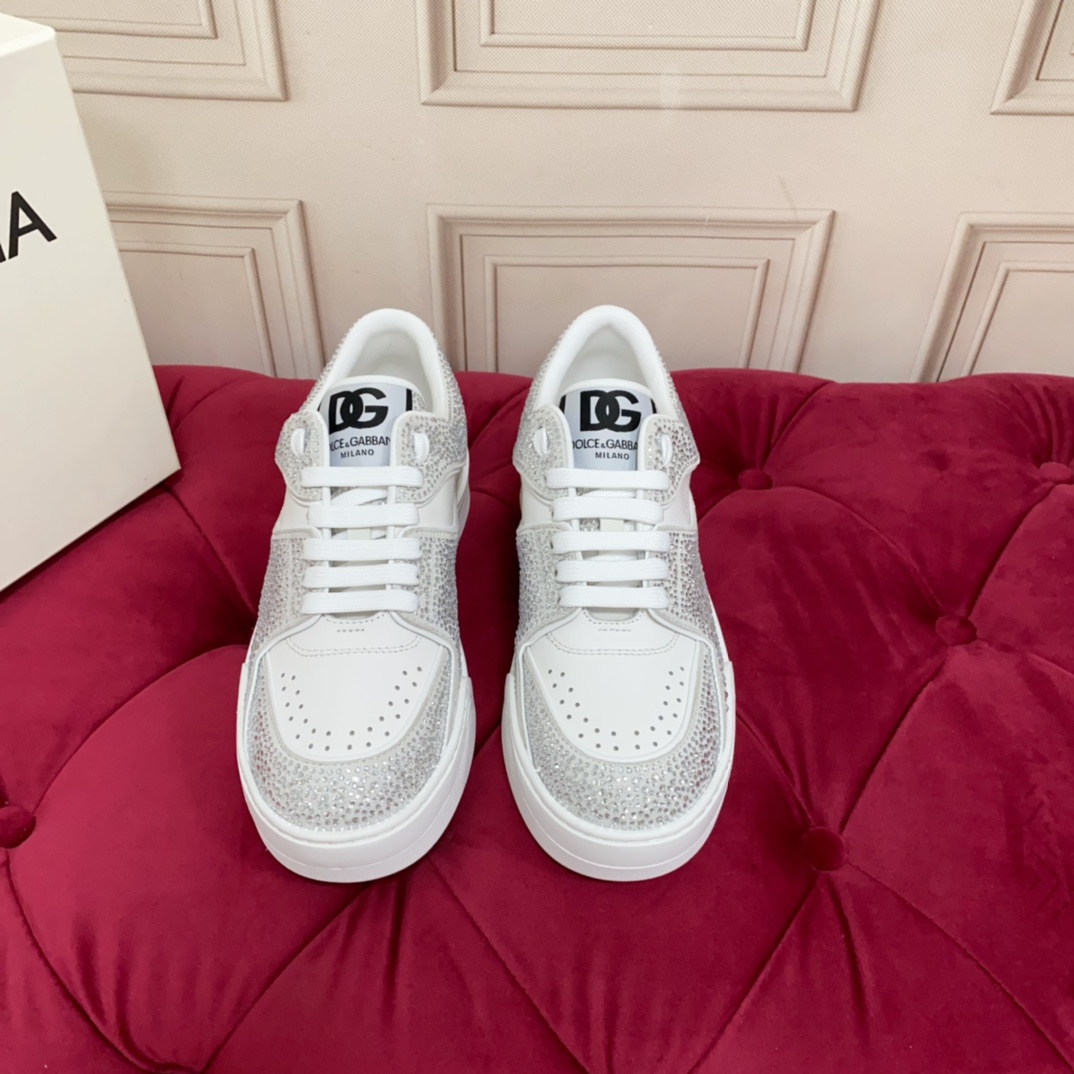 Dolce & Gabbana Crystal-embellished Leather Sneakers - PerfectKickZ