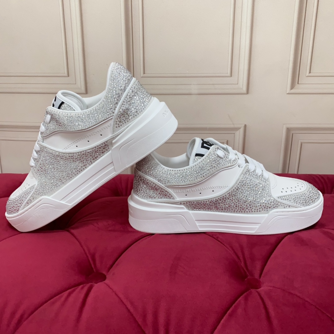 Dolce & Gabbana Crystal-embellished Leather Sneakers - PerfectKickZ