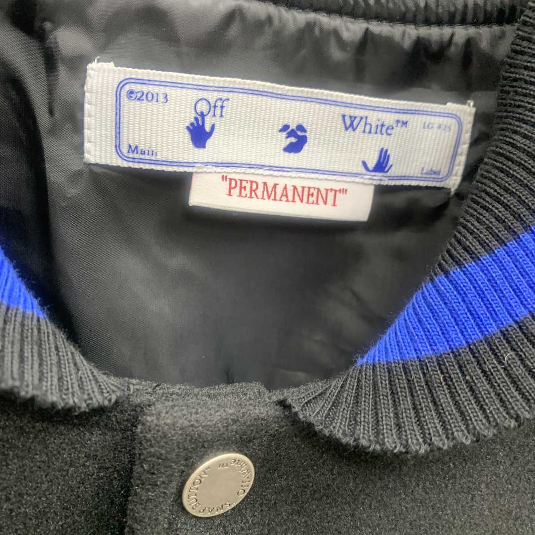 Off White Patch-detail Wool Bomber Jacket - PerfectKickZ