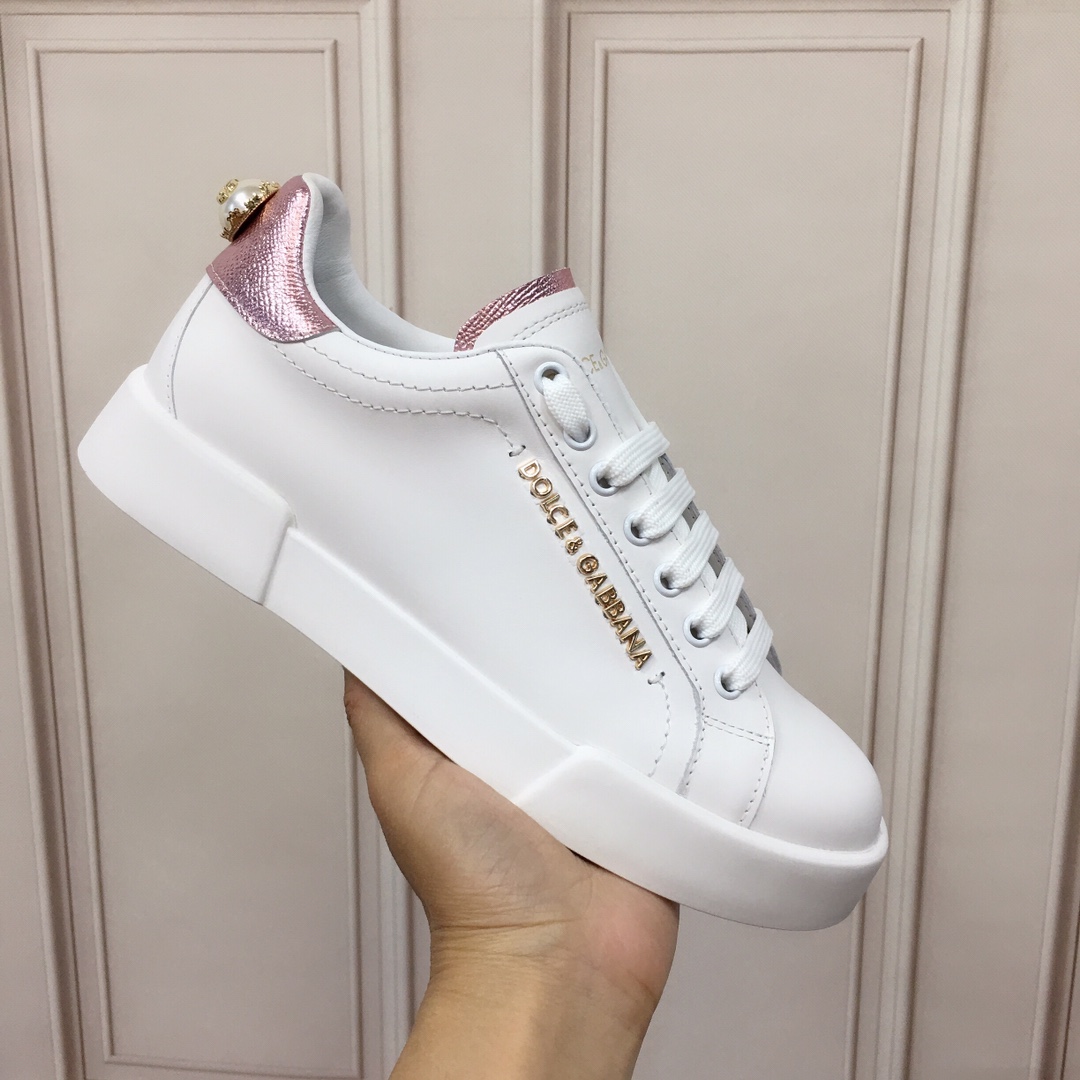 Dolce & Gabbana White Portofino Trainers With Pearl - PerfectKickZ