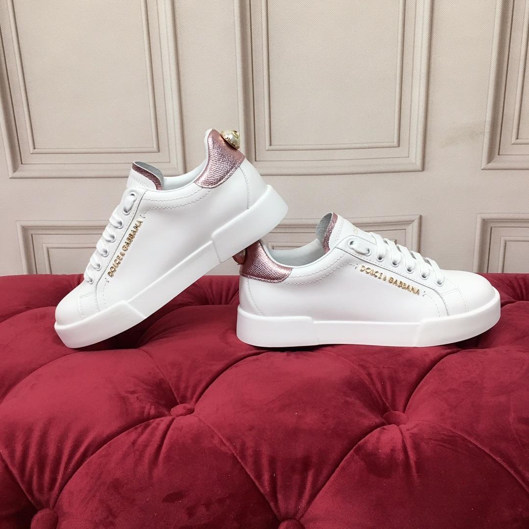 Dolce & Gabbana White Portofino Trainers With Pearl - PerfectKickZ