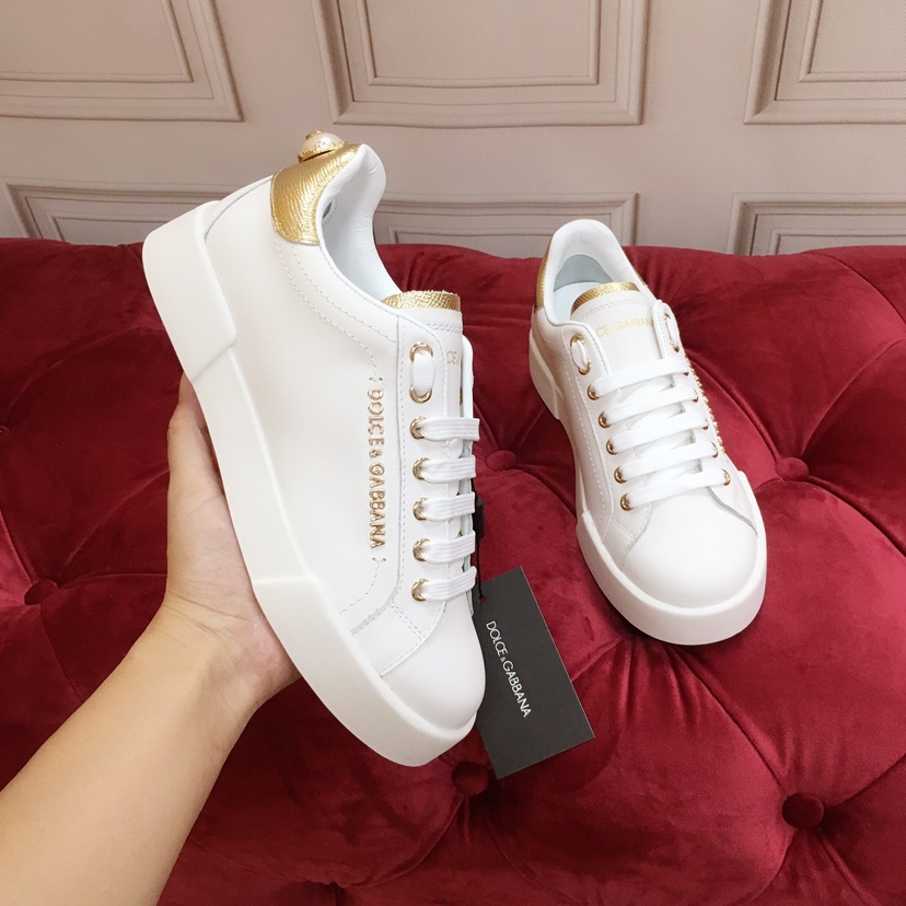 Dolce & Gabbana White Portofino Trainers With Pearl - PerfectKickZ