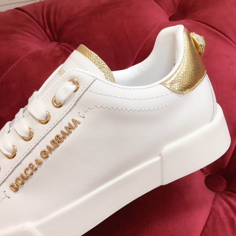 Dolce & Gabbana White Portofino Trainers With Pearl - PerfectKickZ