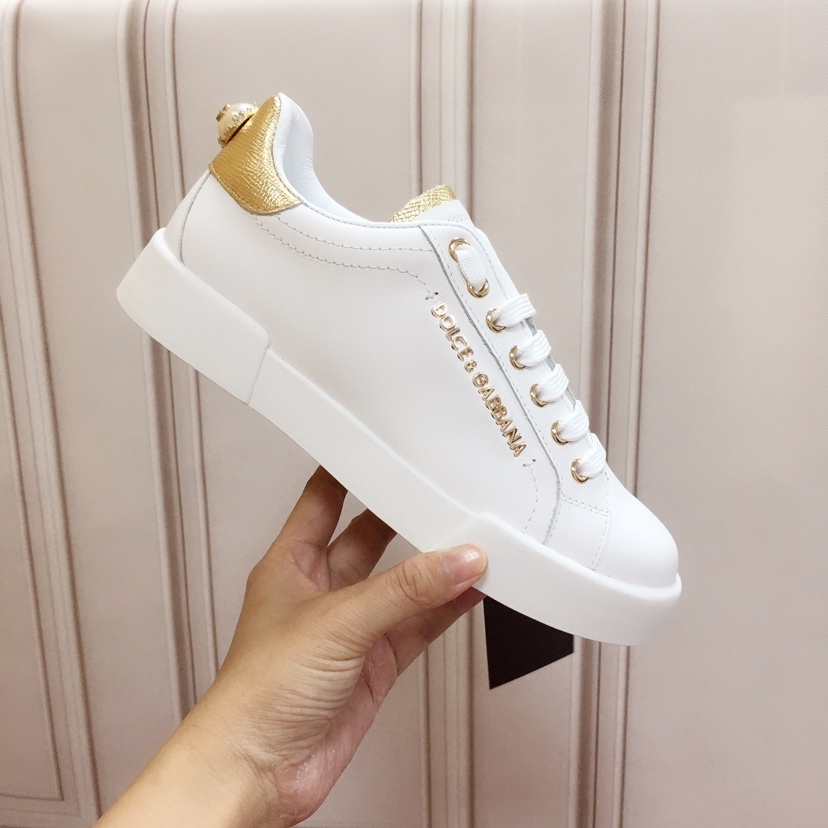 Dolce & Gabbana White Portofino Trainers With Pearl - PerfectKickZ