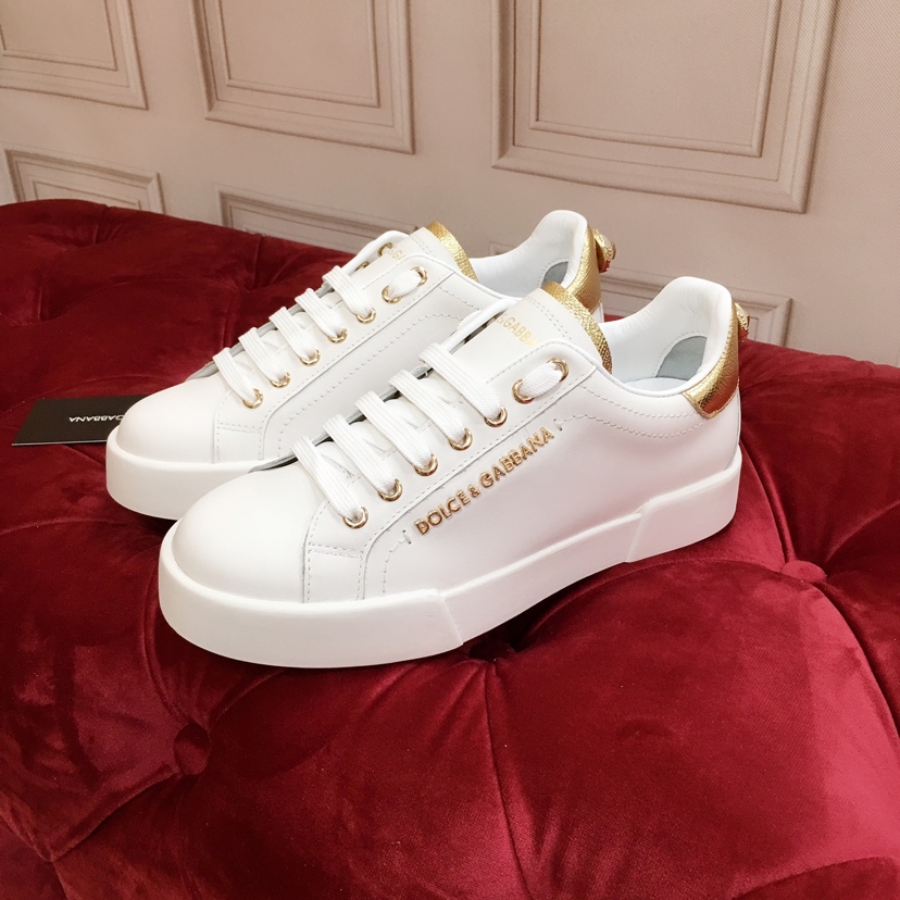 Dolce & Gabbana White Portofino Trainers With Pearl - PerfectKickZ