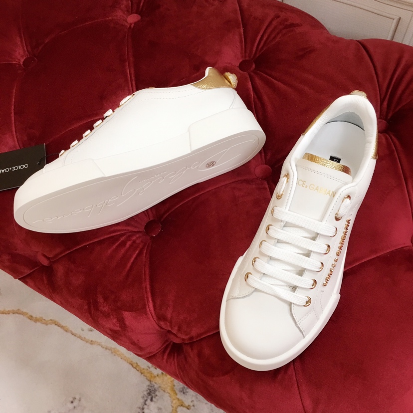 Dolce & Gabbana White Portofino Trainers With Pearl - 