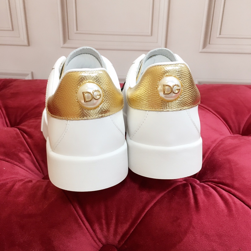 Dolce & Gabbana White Portofino Trainers With Pearl - 