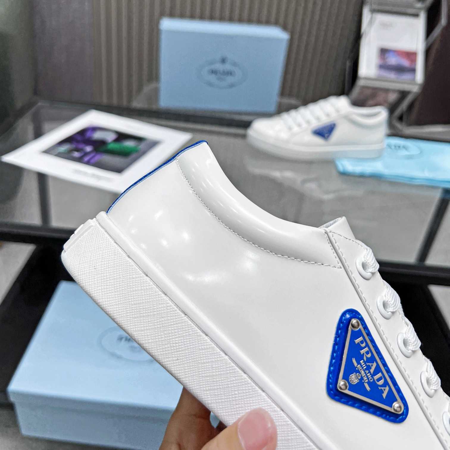 Prada Brushed Leather Low-top Sneakers - PerfectKickZ