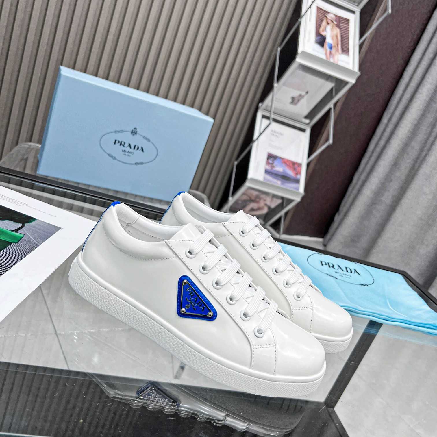 Prada Brushed Leather Low-top Sneakers - PerfectKickZ