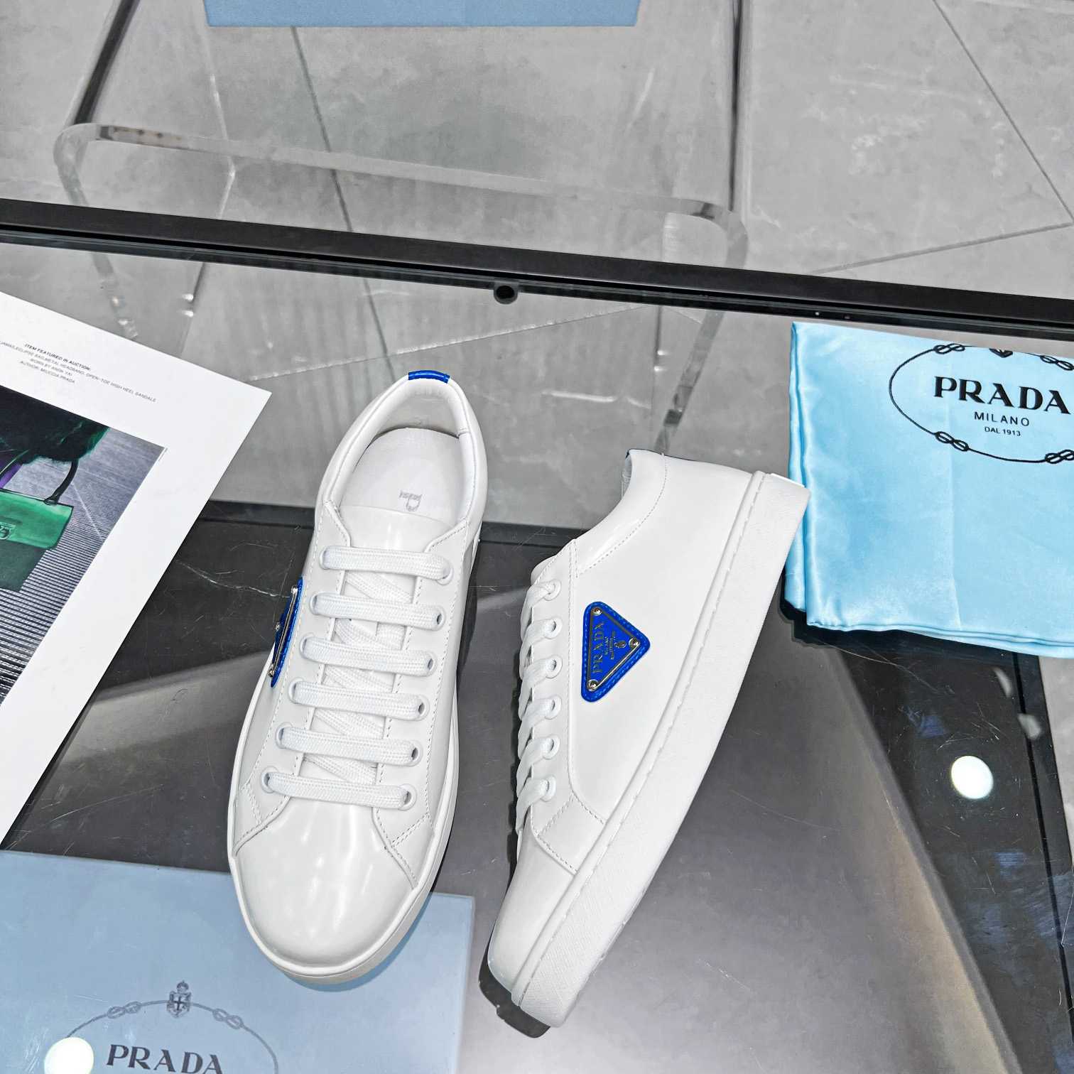 Prada Brushed Leather Low-top Sneakers - PerfectKickZ