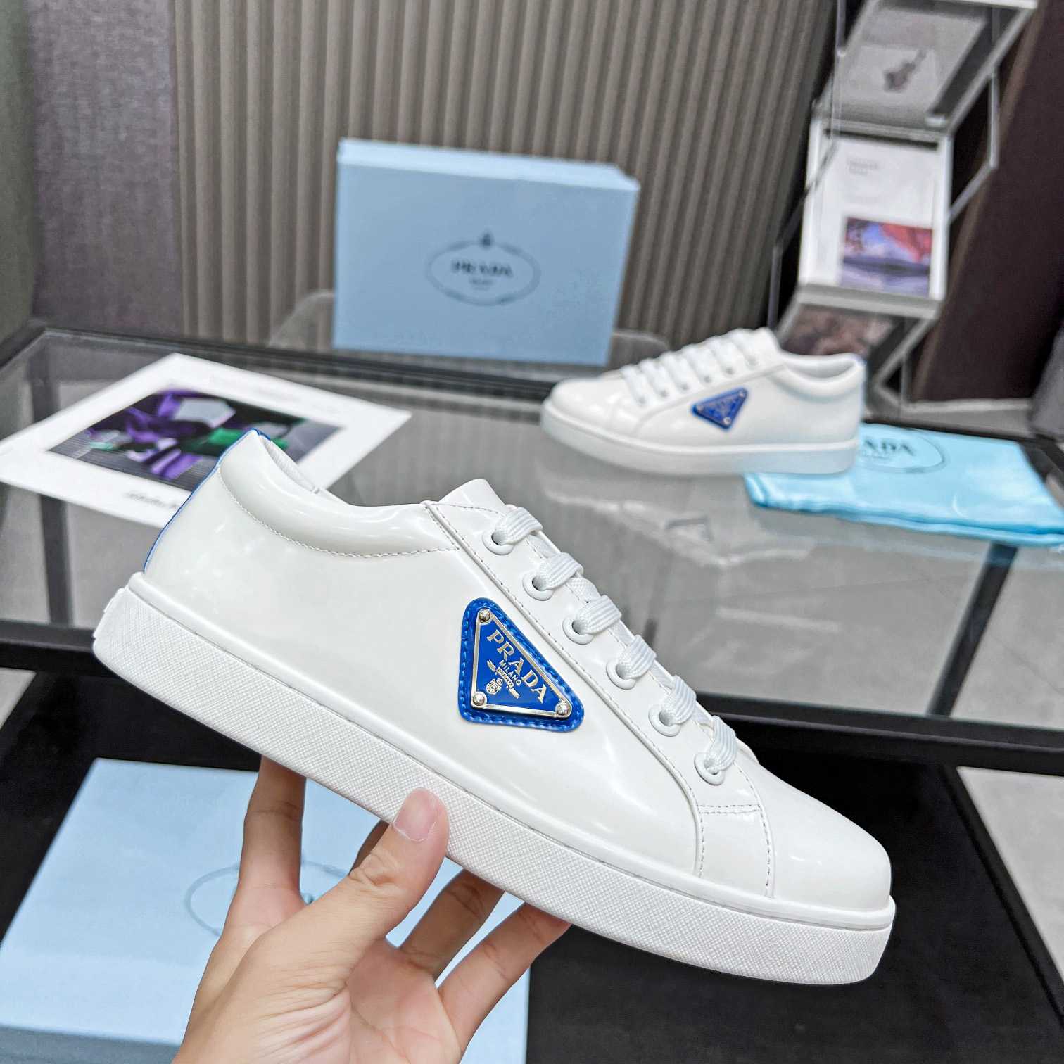 Prada Brushed Leather Low-top Sneakers - PerfectKickZ