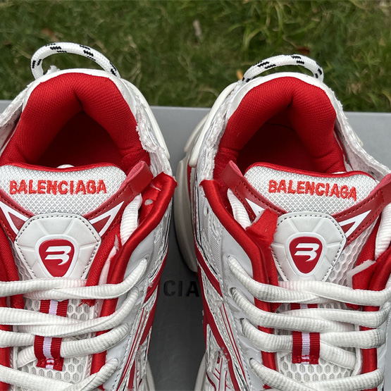Balenciaga Runner Sneaker In White And Red Mesh And Nylon - PerfectKickZ