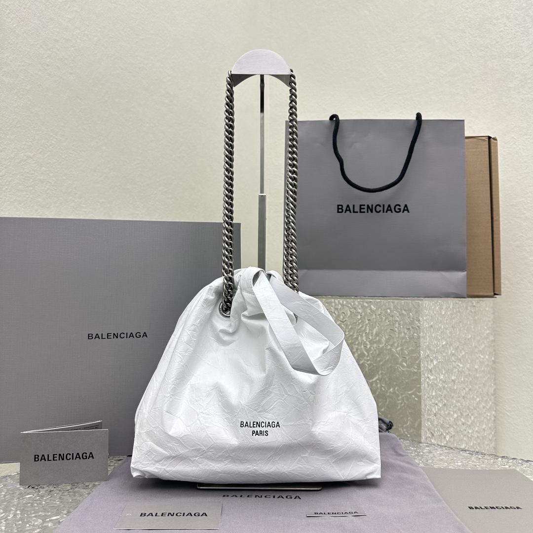 Balenciaga Crush Small Tote Bag In White(27X10X32CM) - PerfectKickZ