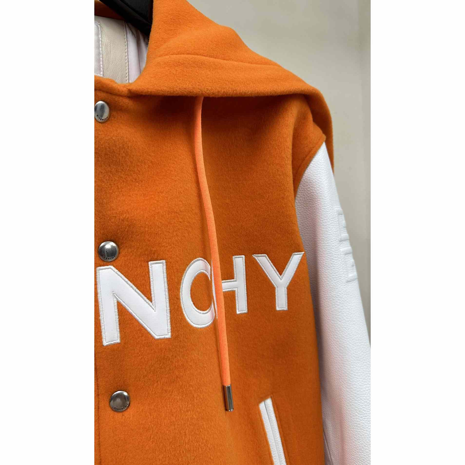Givenchy Hooded Varsity Jacket In Wool And Leather - 