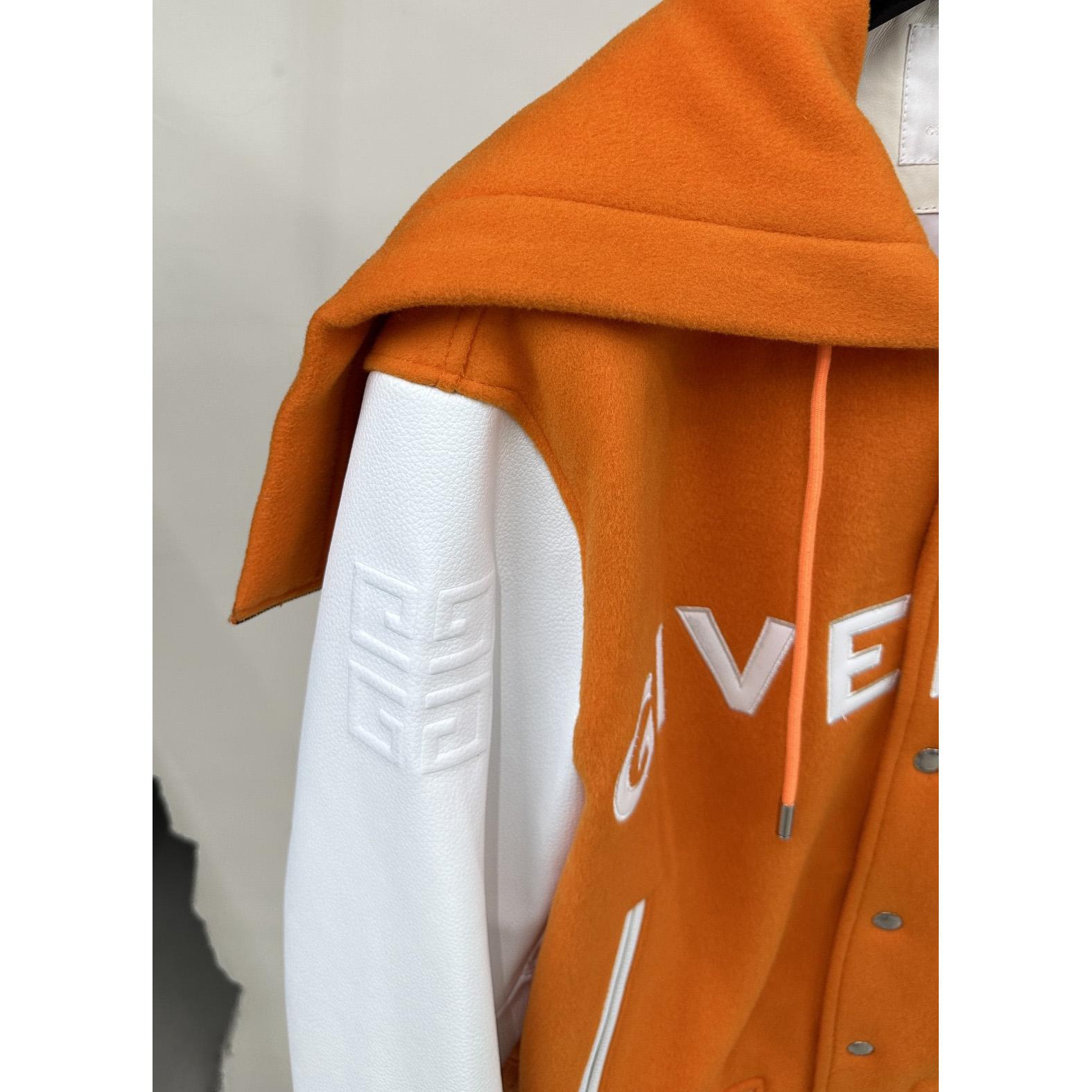 Givenchy Hooded Varsity Jacket In Wool And Leather - 