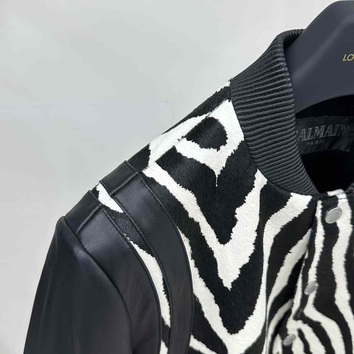 Balmain Zebra Pattern Leather Bomber Jacket - PerfectKickZ