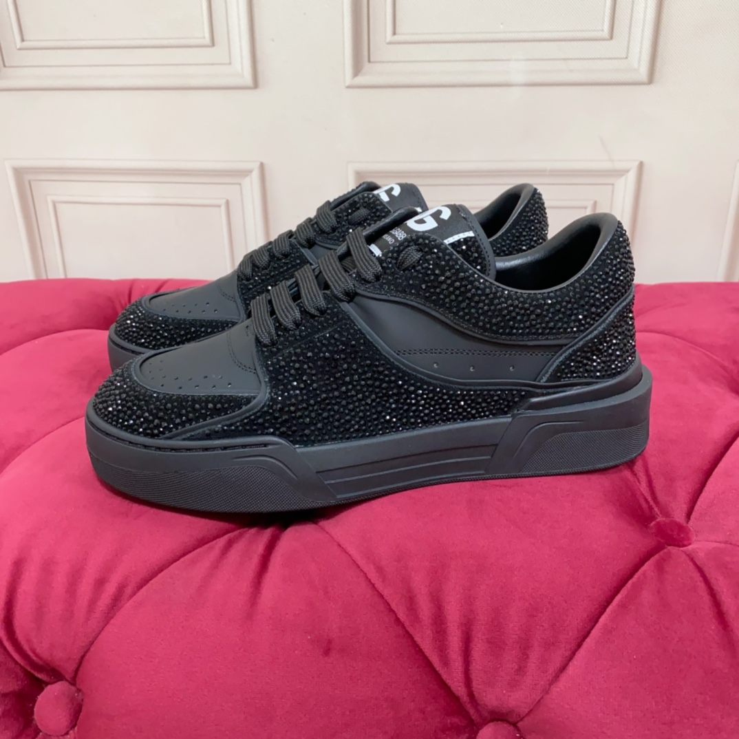 Dolce & Gabbana Crystal-embellished Leather Sneakers - PerfectKickZ
