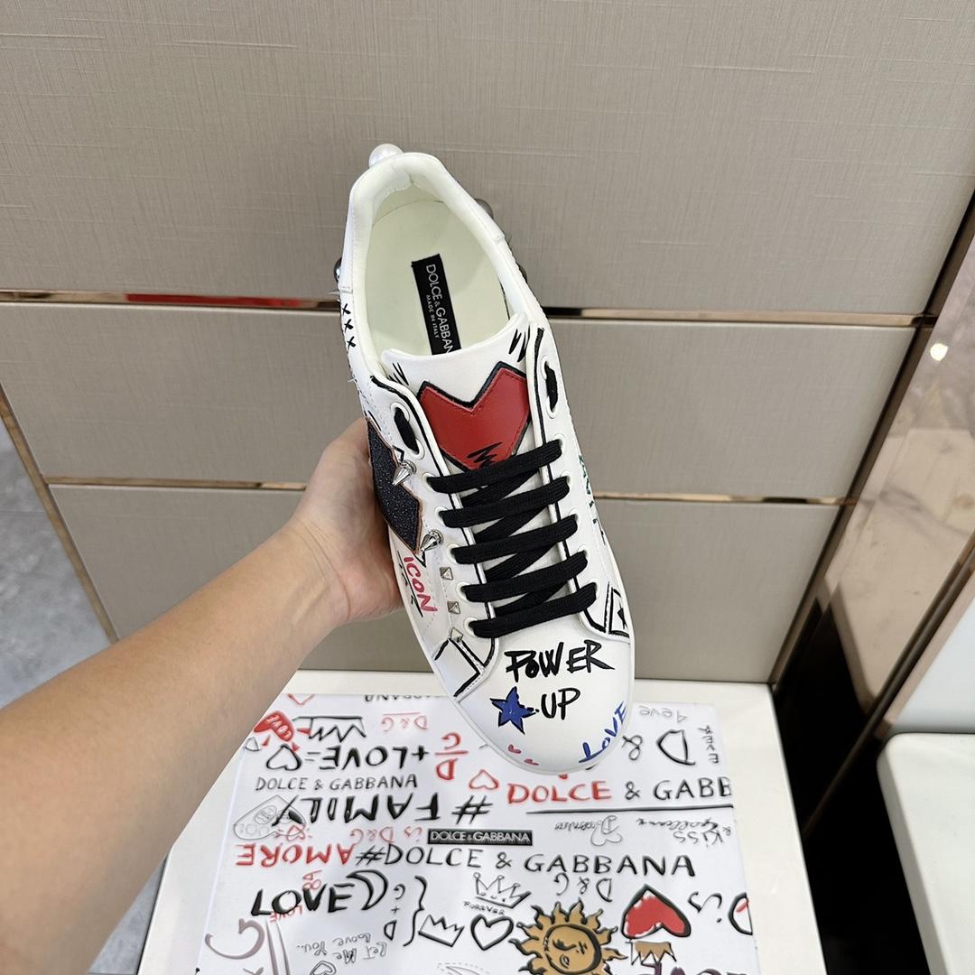 Dolce & Gabbana Printed Calfskin Portofino Sneakers - PerfectKickZ