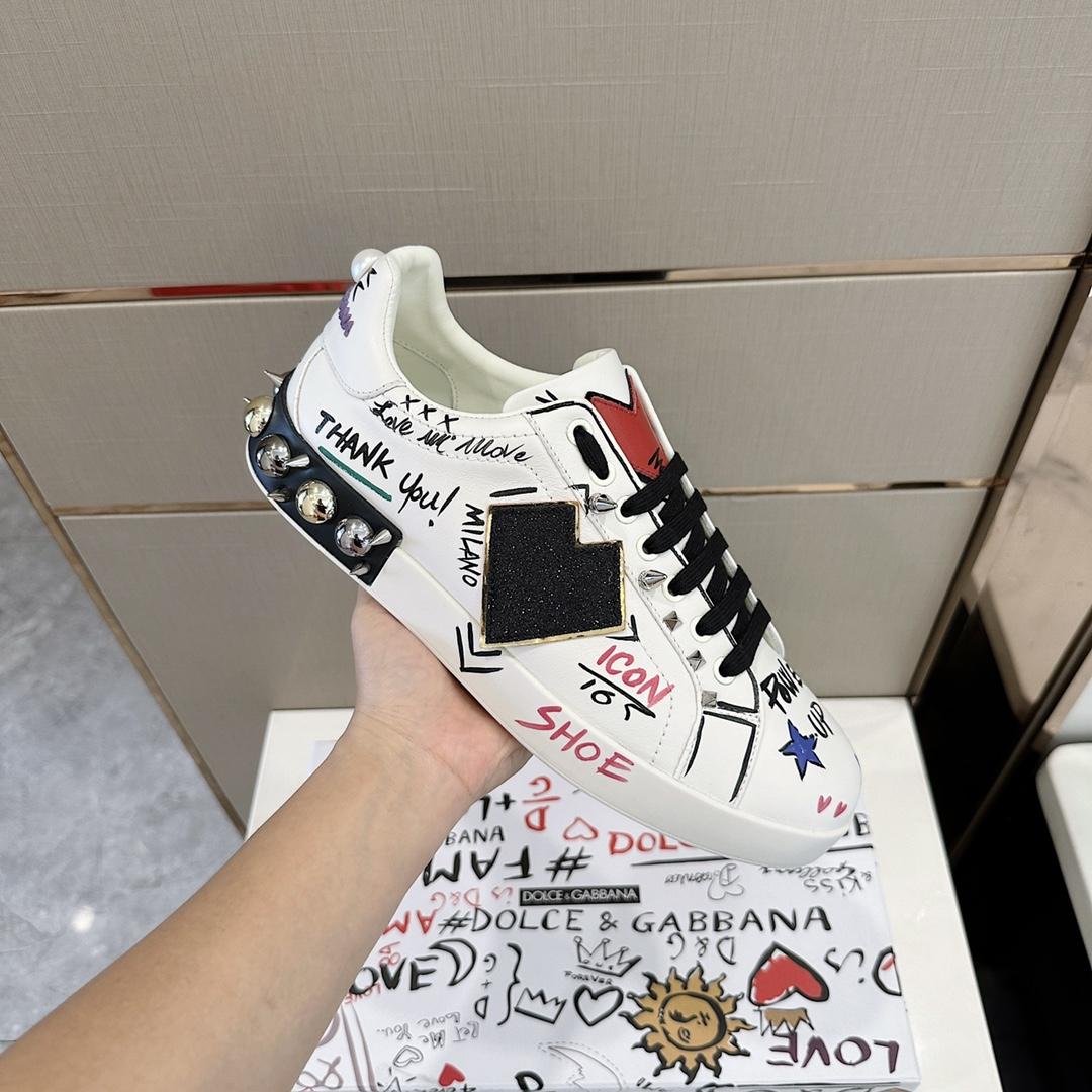 Dolce & Gabbana Printed Calfskin Portofino Sneakers - PerfectKickZ