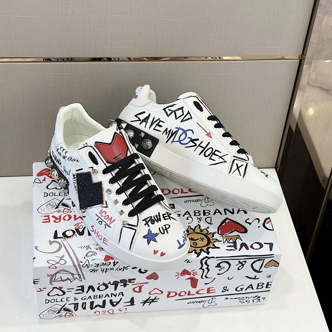 Dolce & Gabbana Printed Calfskin Portofino Sneakers - PerfectKickZ