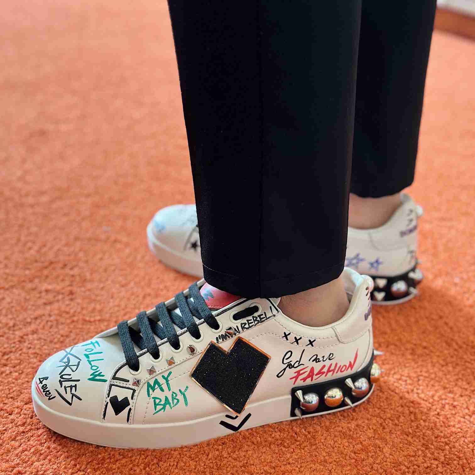 Dolce & Gabbana Printed Calfskin Portofino Sneakers - PerfectKickZ
