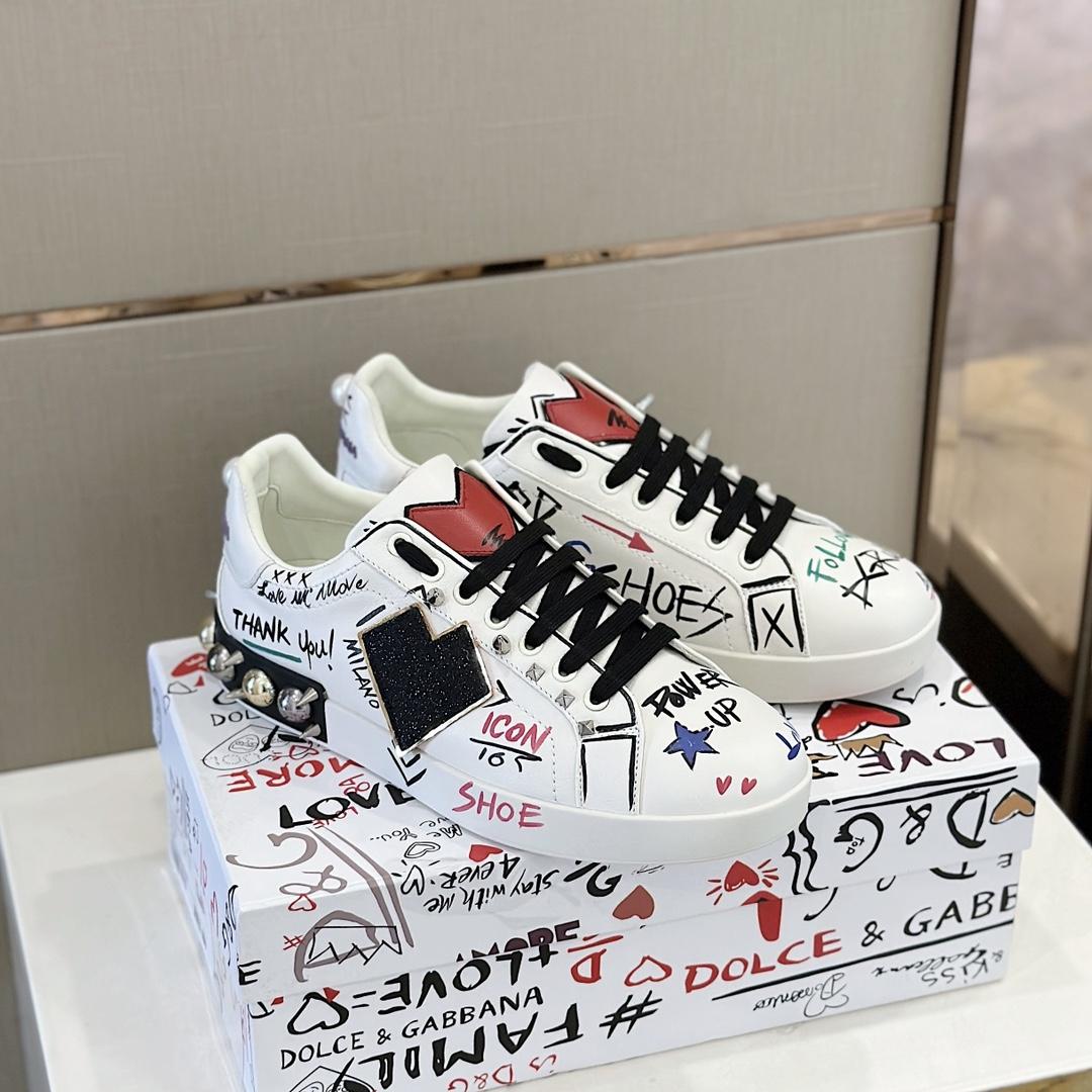 Dolce & Gabbana Printed Calfskin Portofino Sneakers - PerfectKickZ