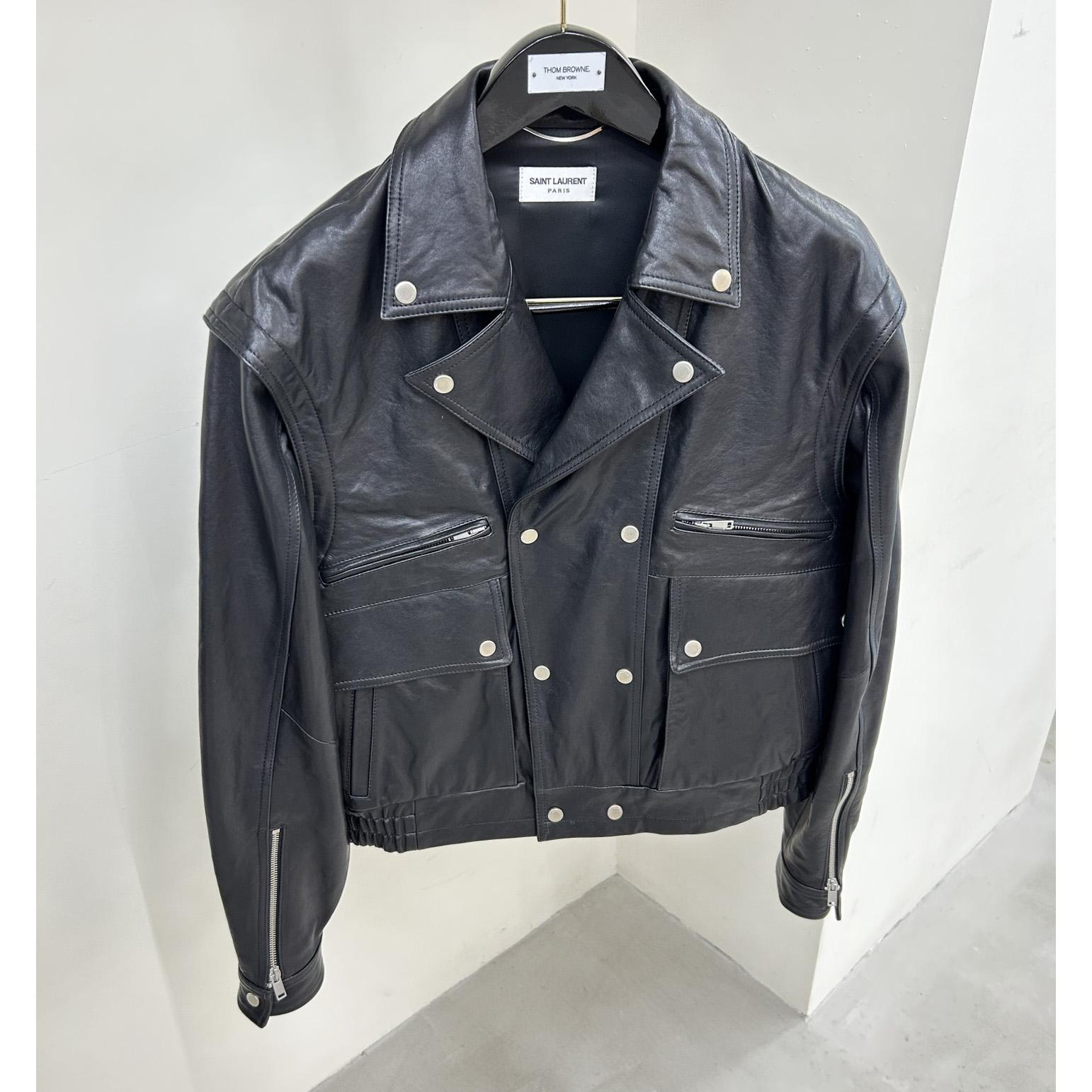 Saint Laurent Biker Jacket In Vintage Crinkled Lambskin - PerfectKickZ