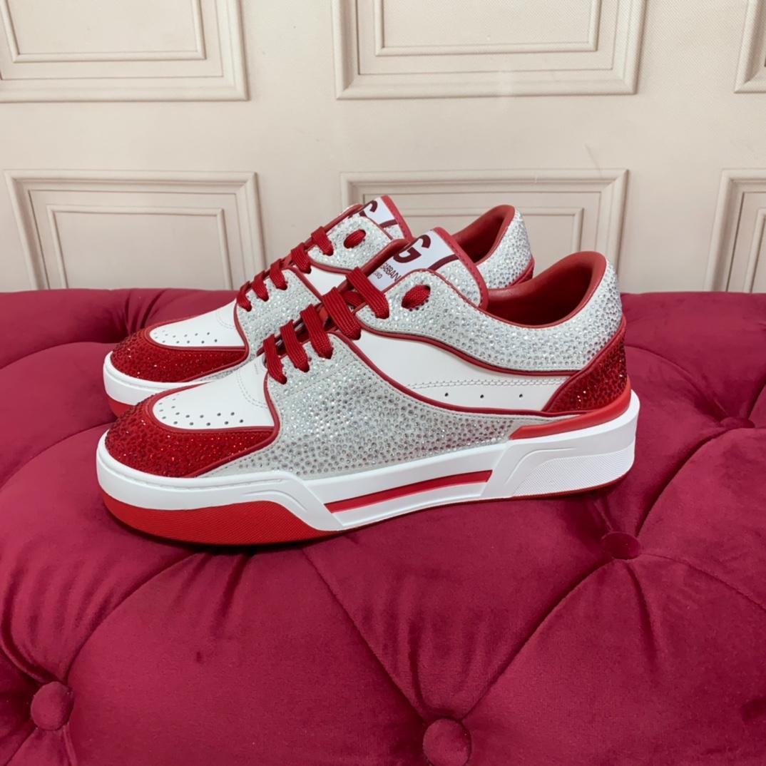 Dolce & Gabbana Crystal-embellished Leather Sneakers - PerfectKickZ