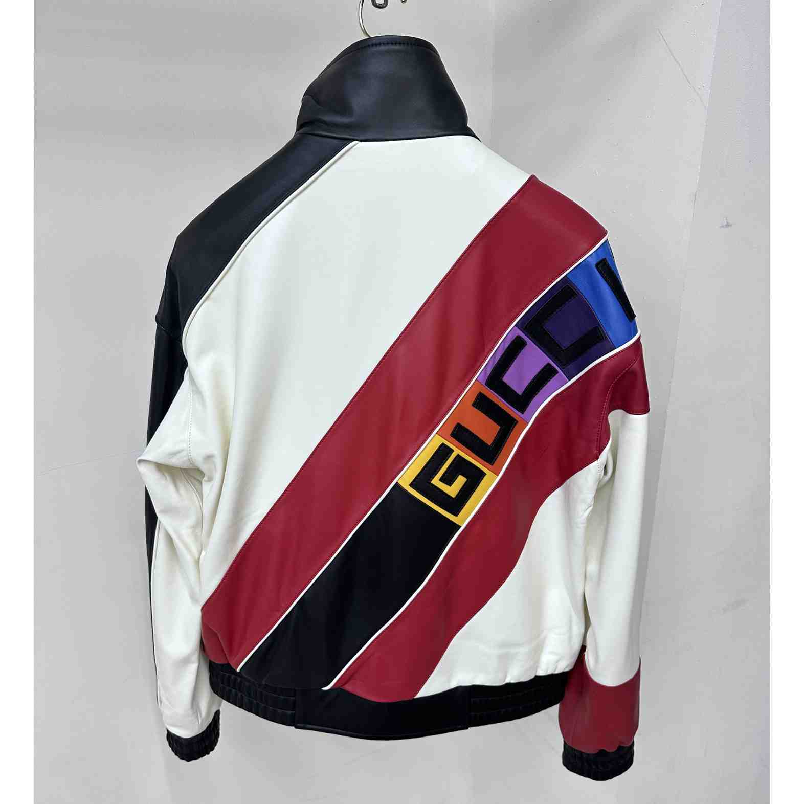 Gucci Leather Bomber Jacket With Gucci Lettering - PerfectKickZ