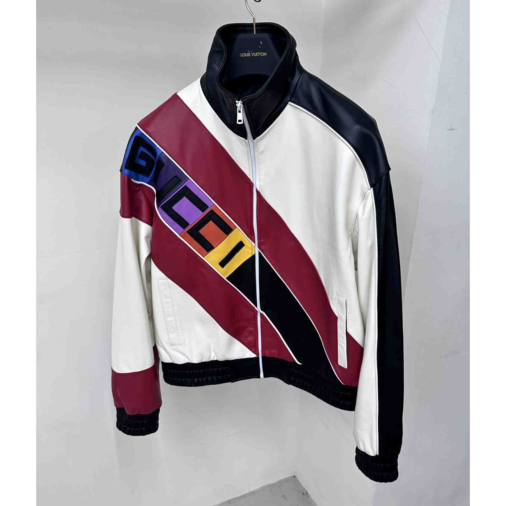 Gucci Leather Bomber Jacket With Gucci Lettering - PerfectKickZ