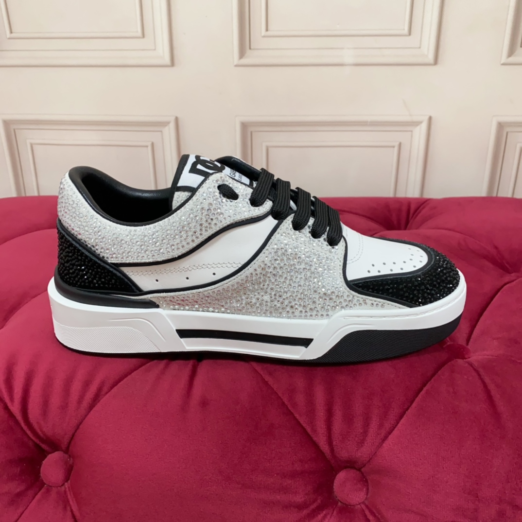 Dolce & Gabbana Crystal-embellished Leather Sneakers - PerfectKickZ