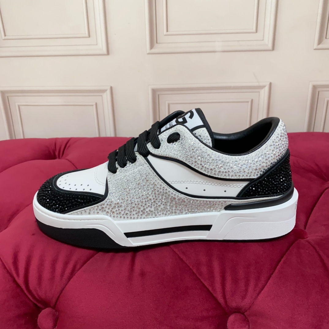 Dolce & Gabbana Crystal-embellished Leather Sneakers - PerfectKickZ
