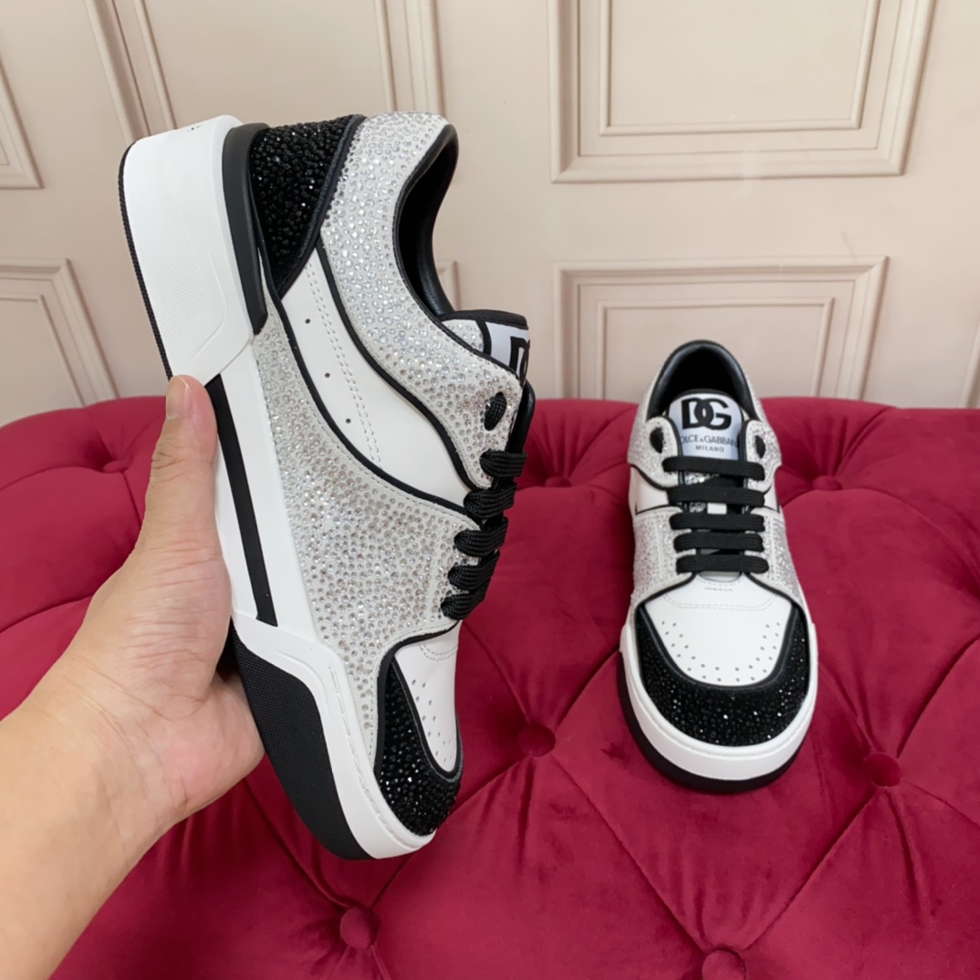 Dolce & Gabbana Crystal-embellished Leather Sneakers - PerfectKickZ