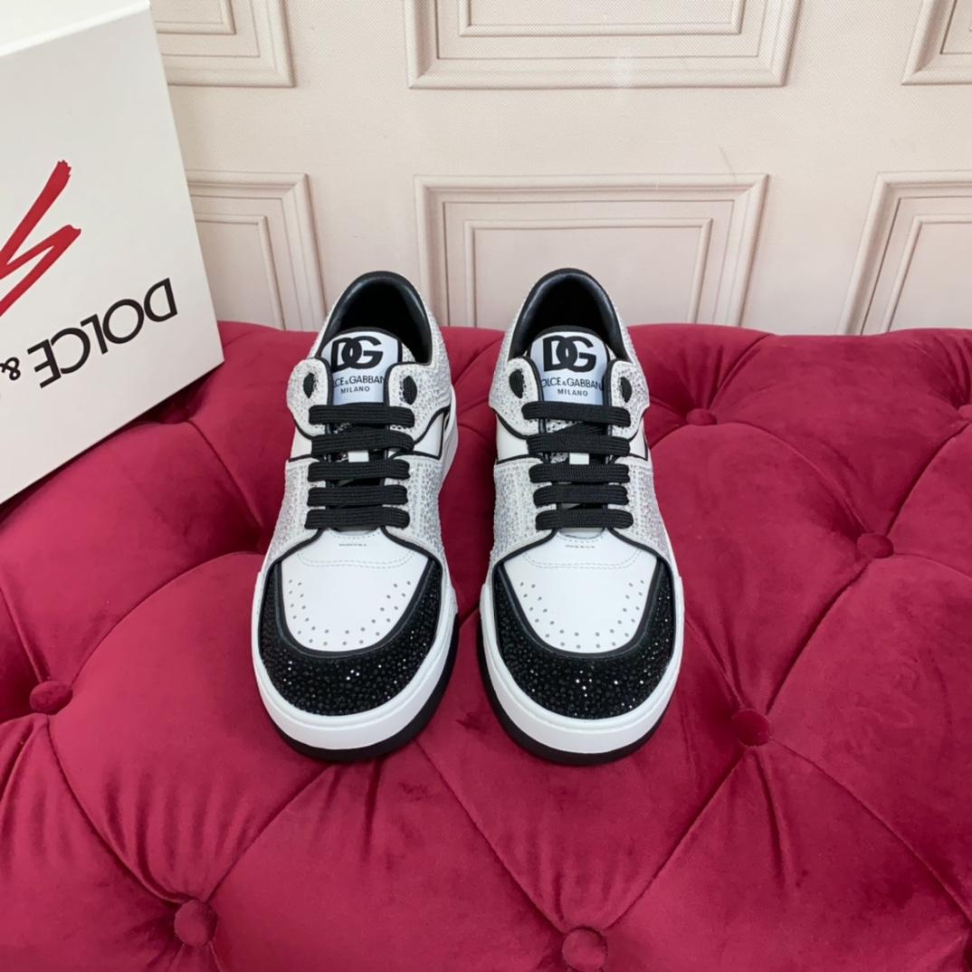 Dolce & Gabbana Crystal-embellished Leather Sneakers - PerfectKickZ