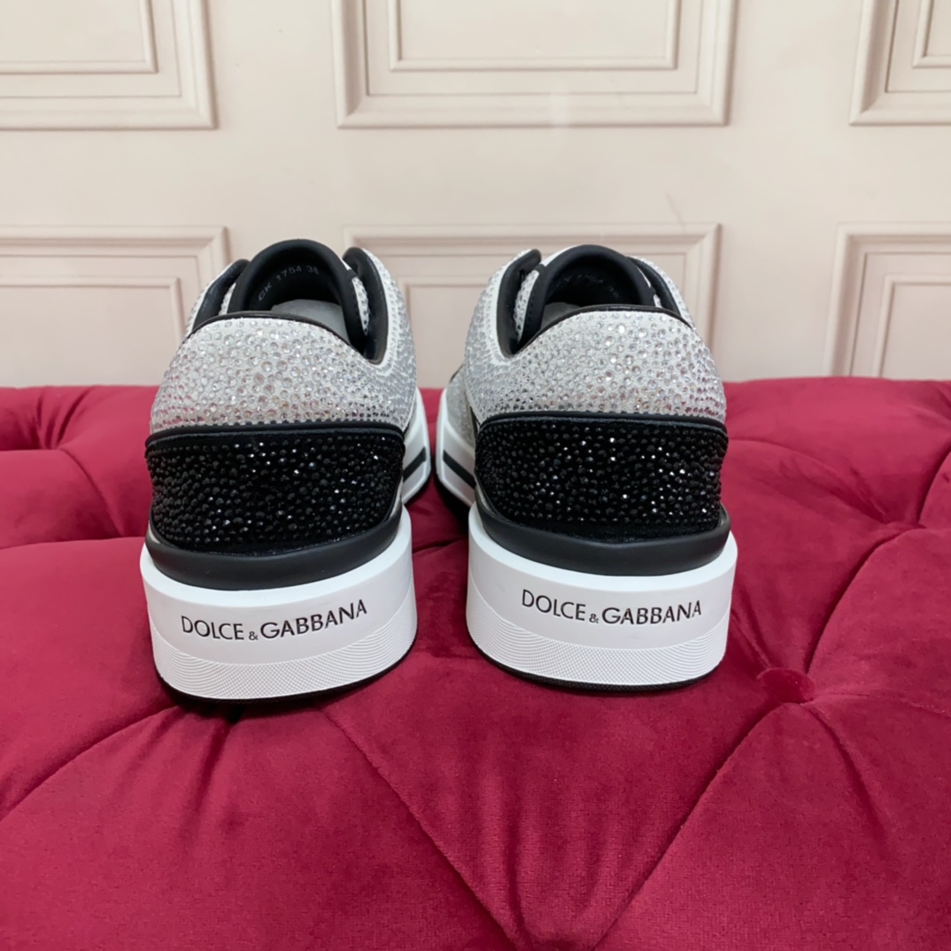 Dolce & Gabbana Crystal-embellished Leather Sneakers - PerfectKickZ