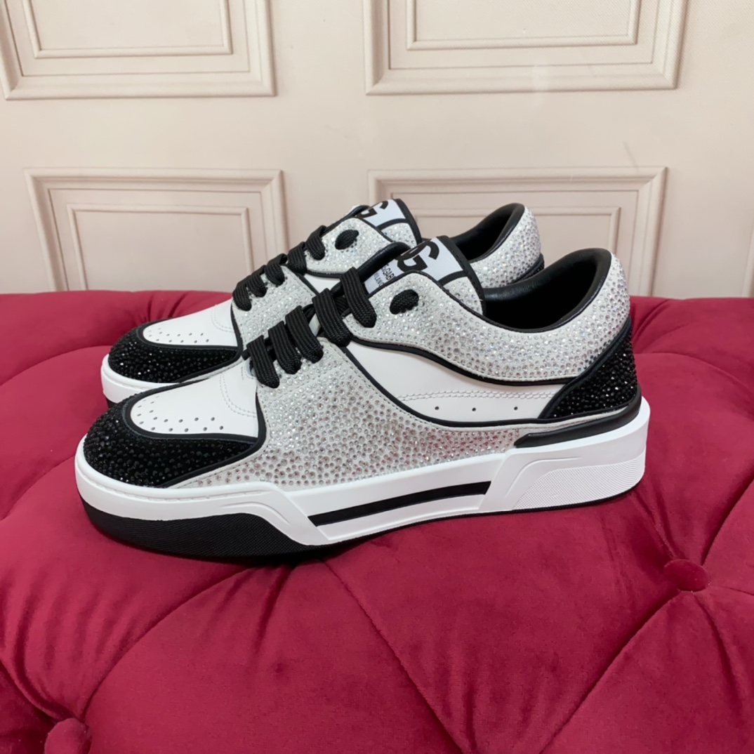 Dolce & Gabbana Crystal-embellished Leather Sneakers - PerfectKickZ