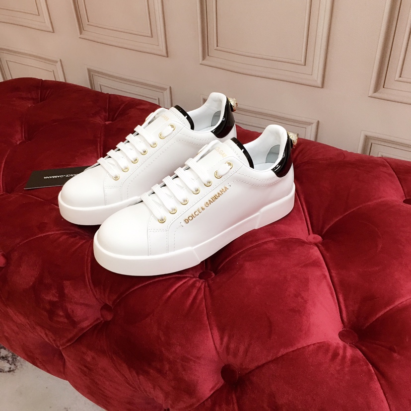 Dolce & Gabbana White Portofino Trainers With Pearl - PerfectKickZ