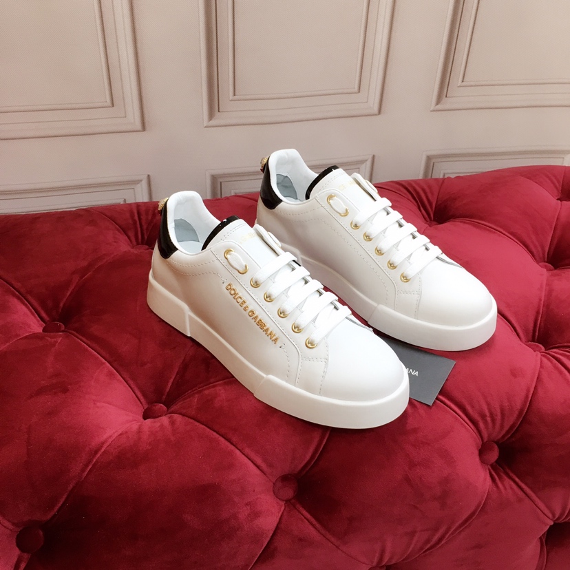Dolce & Gabbana White Portofino Trainers With Pearl - PerfectKickZ