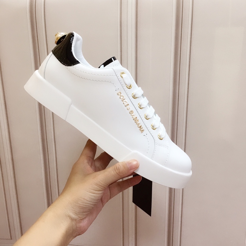 Dolce & Gabbana White Portofino Trainers With Pearl - PerfectKickZ