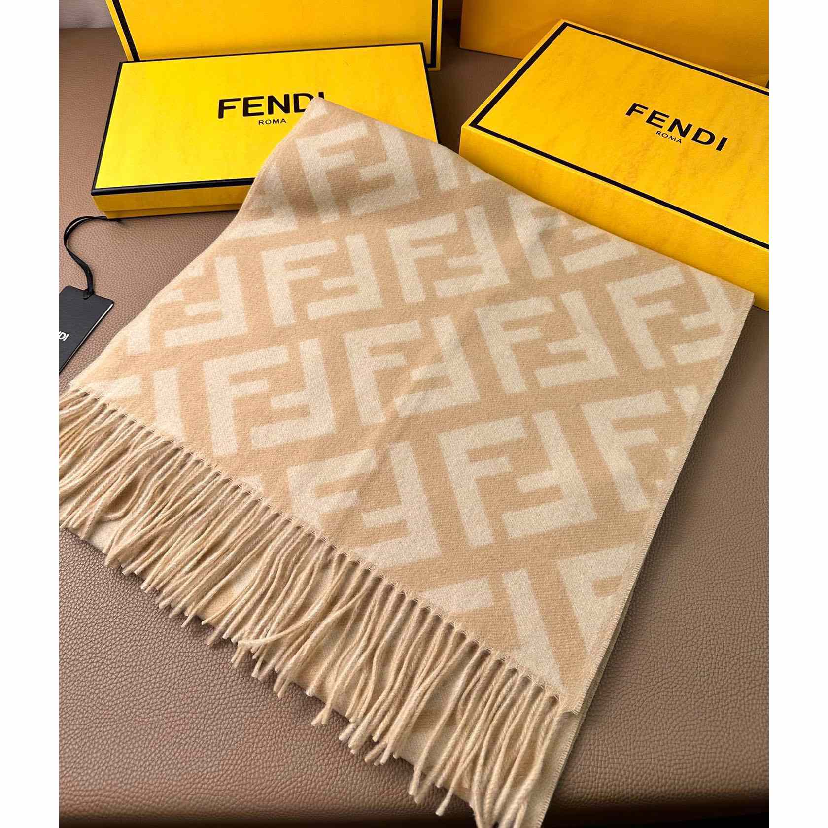 Fendi Beige Cashmere Scarf - PerfectKickZ