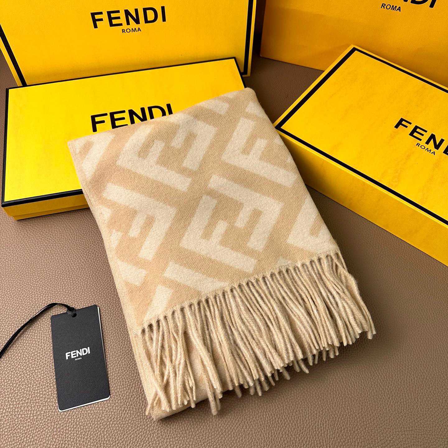 Fendi Beige Cashmere Scarf - PerfectKickZ
