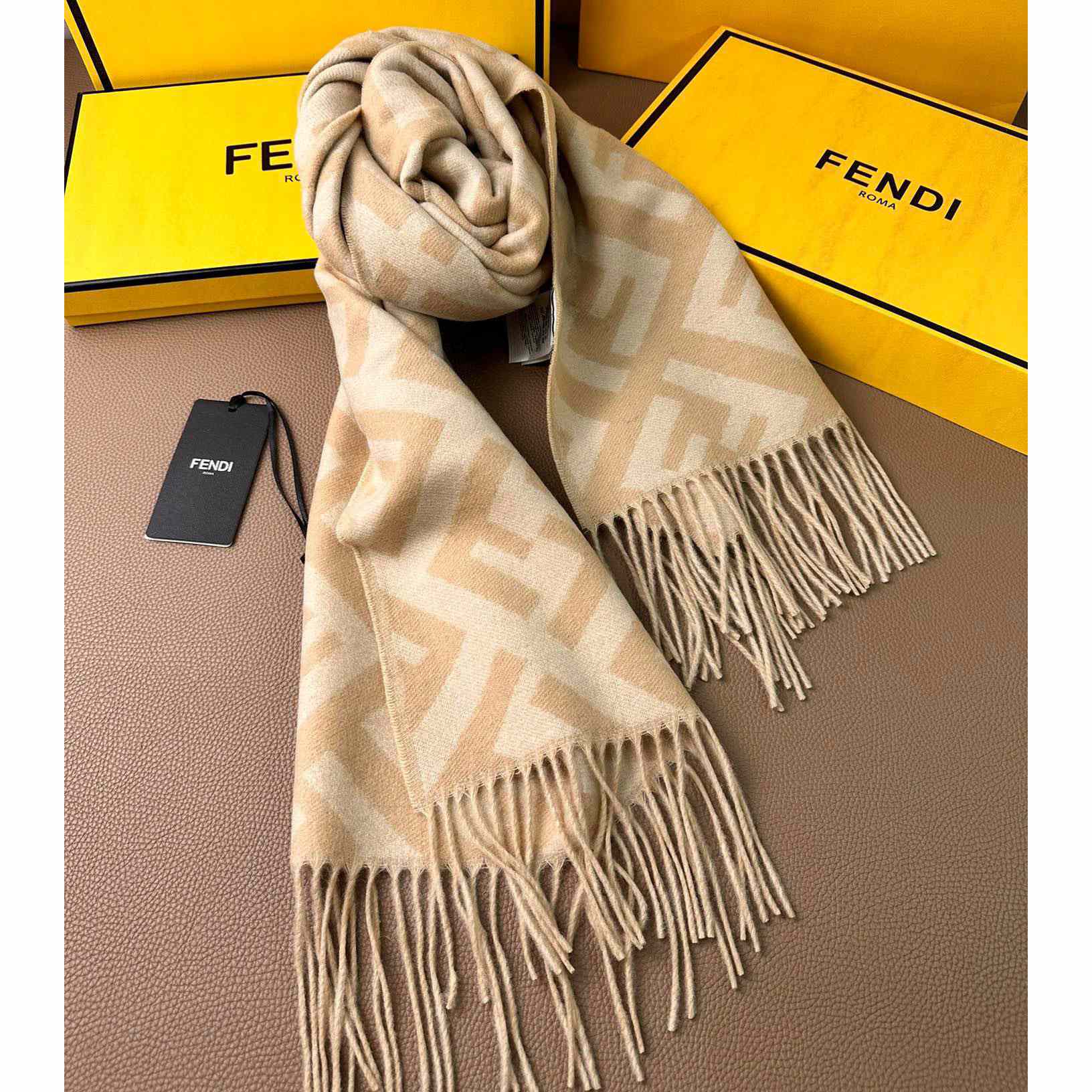 Fendi Beige Cashmere Scarf - PerfectKickZ