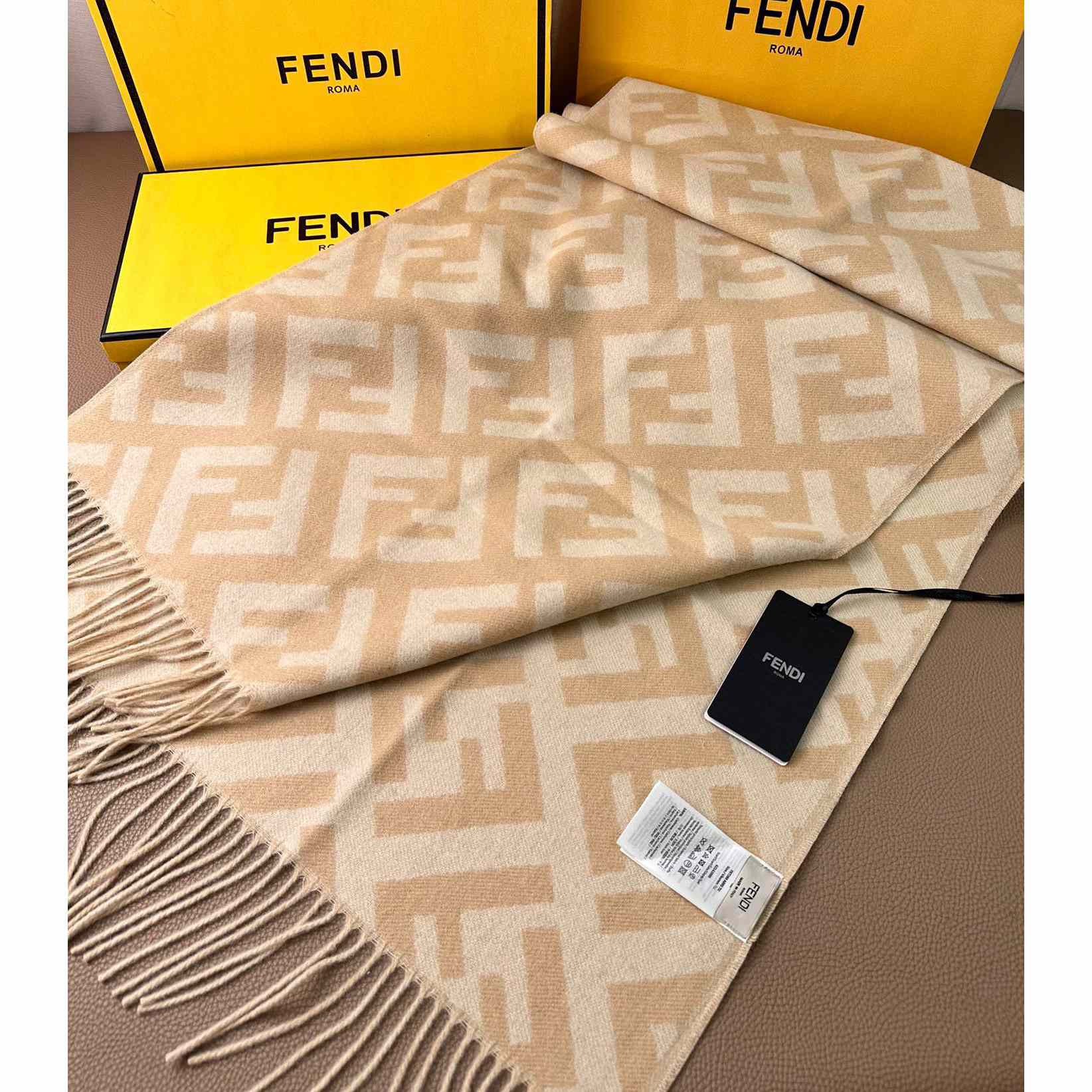 Fendi Beige Cashmere Scarf - PerfectKickZ