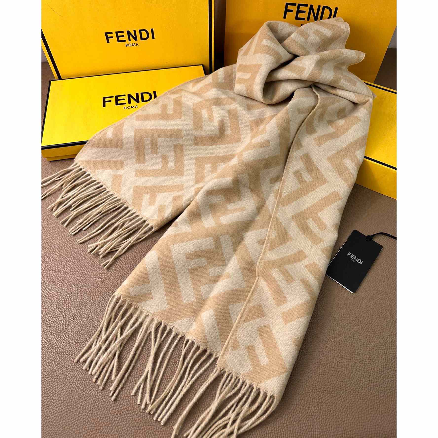 Fendi Beige Cashmere Scarf - PerfectKickZ