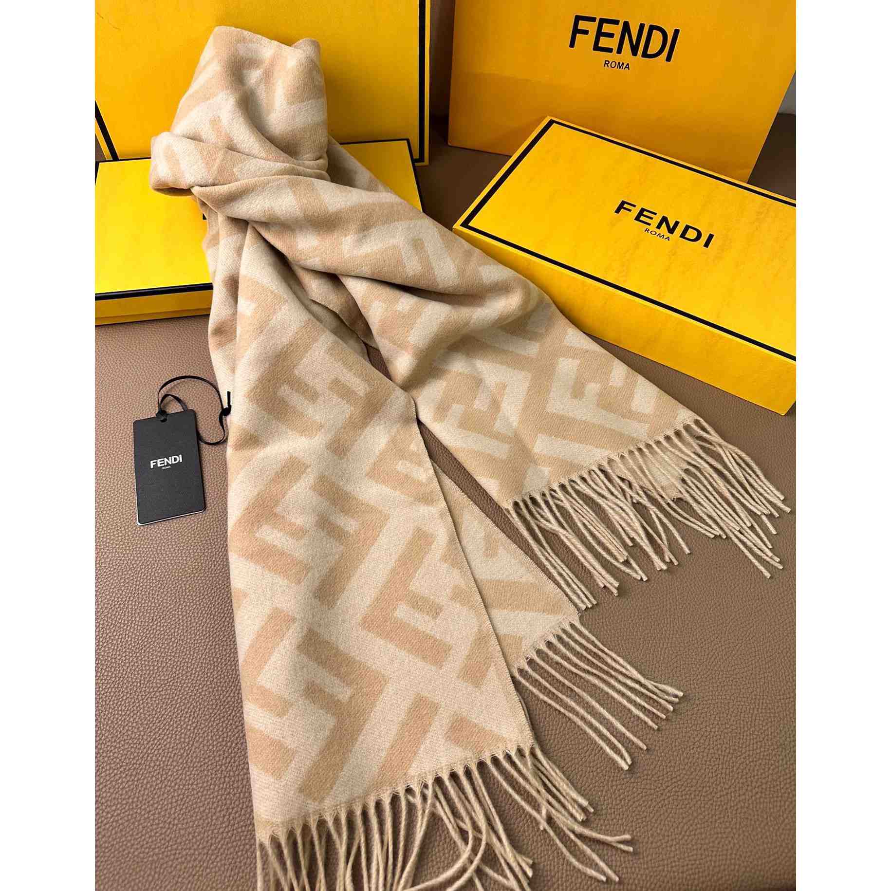 Fendi Beige Cashmere Scarf - PerfectKickZ