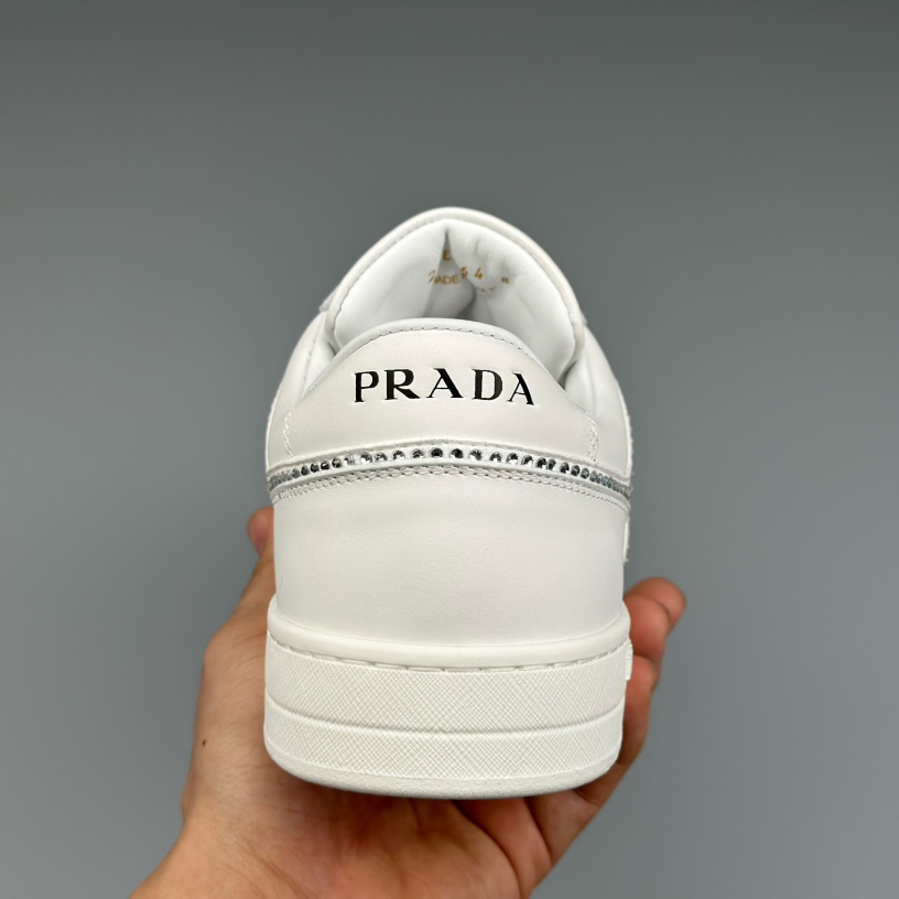 Prada Downtown Perforated Leather Sneakers - PerfectKickZ