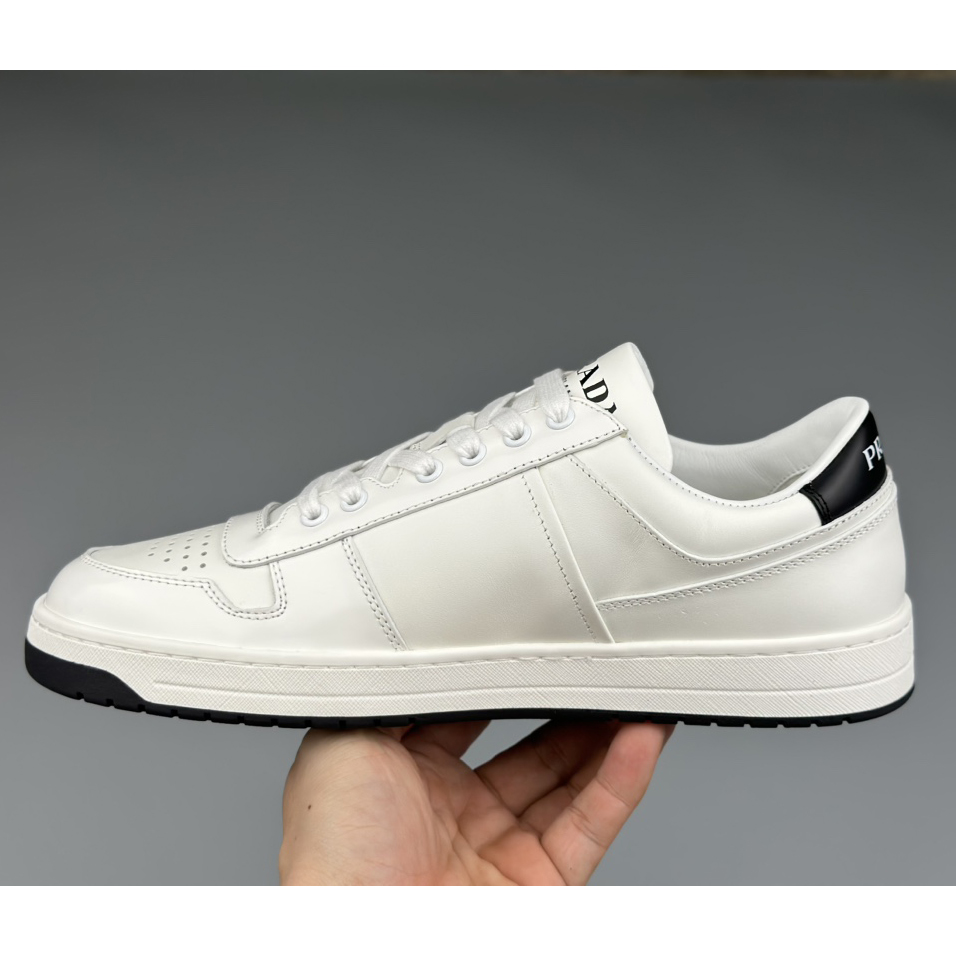 Prada Downtown Perforated Leather Sneakers - PerfectKickZ