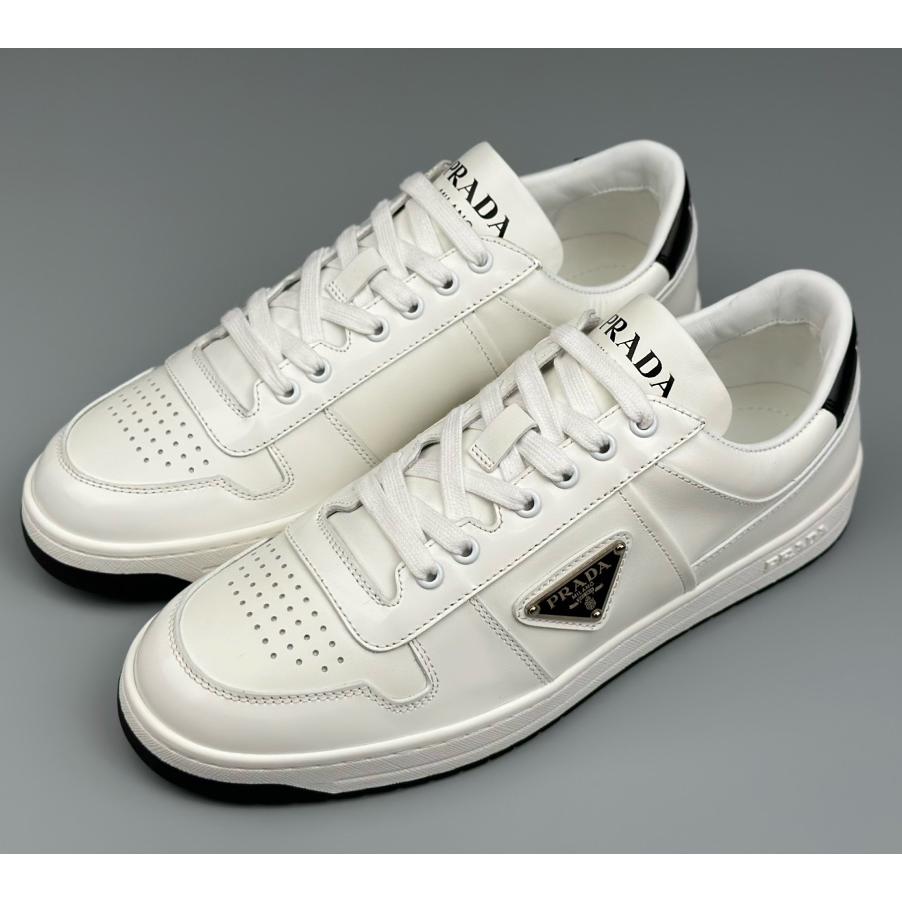 Prada Downtown Perforated Leather Sneakers - PerfectKickZ