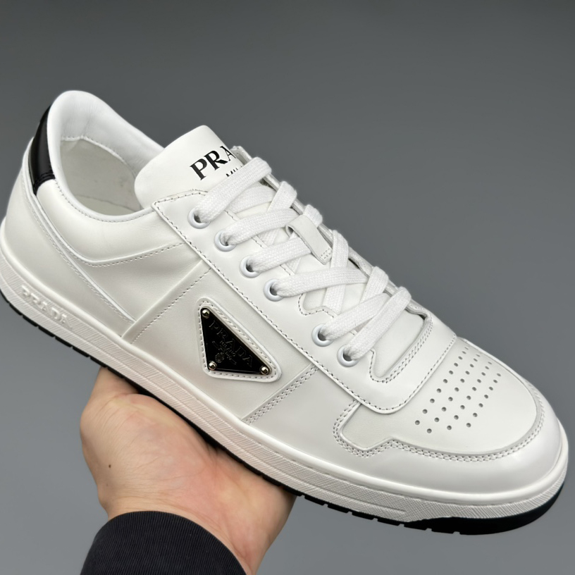 Prada Downtown Perforated Leather Sneakers - PerfectKickZ